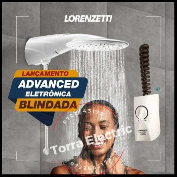 Lorenzetti Advanced Blindada Electronic instant shower water heater with girl showering. Rustproof copper coil heating element Torra Electrical Services Kenya